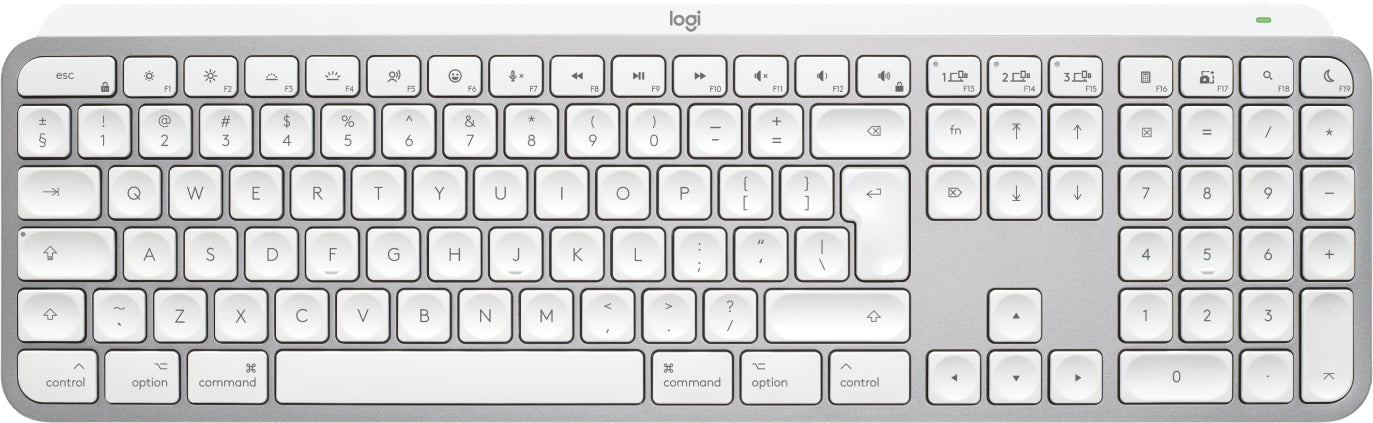 Logitech MX Keys S für Mac – Tastatur, kabellos (Bluetooth), US-Layout (EN), Weiss – für macOS