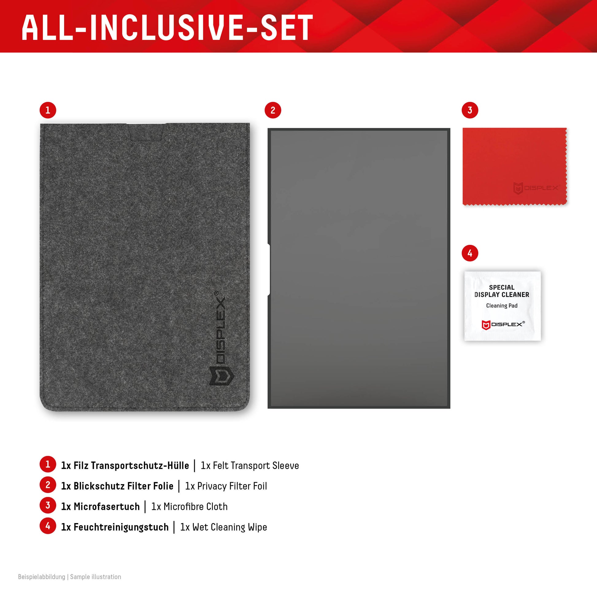 Displex Blickschutzfilter für Laptop 15,6", 16:9 – 351 × 204 mm, 2-Wege