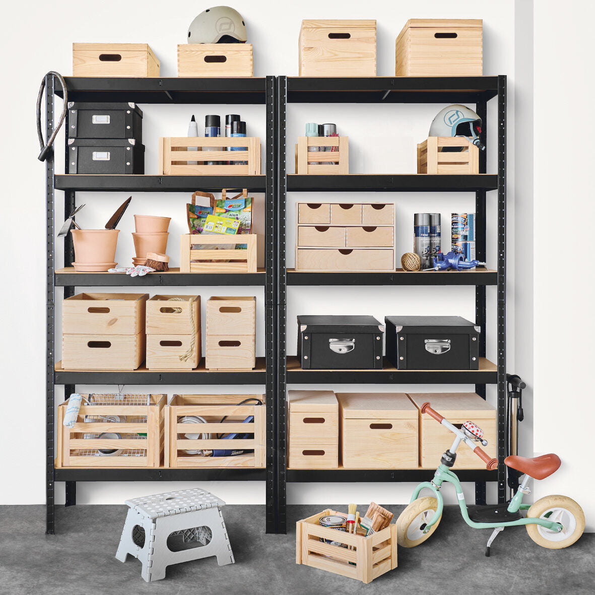 Zeller Present Aufbewahrungsbox ohne Deckel – Holz – Natur – mit Griff, stapelbar – 298 × 238 × 398 mm