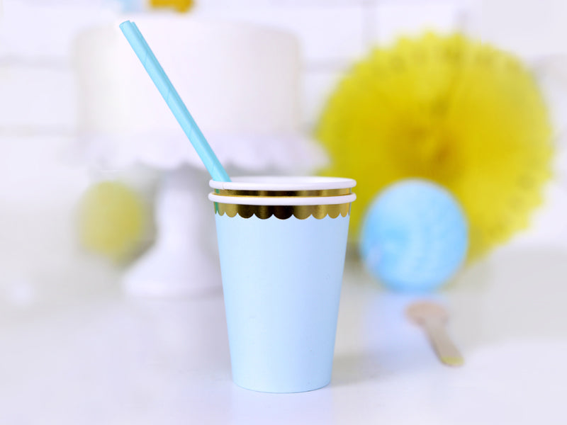 PartyDeco Trinkbecher, Papier – 2,2 dl Hellblau – 6 Stk.