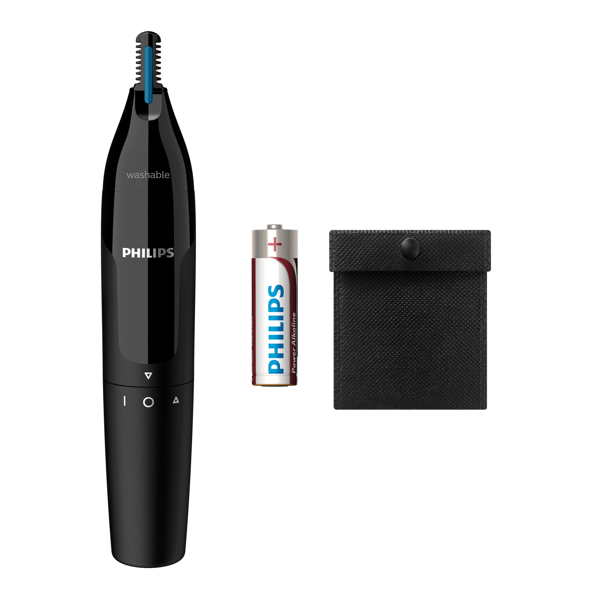 Philips Nasen- & Ohrenhaartrimmer NT1650/16 Serie 1000 – batteriebetrieben (AA), waschbar, schwarz