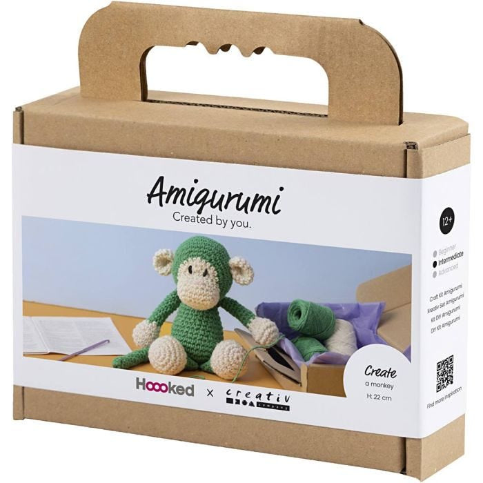 Creativ Company Amigurumi Häkelset Affe – Mehrfarbig, Bio Baumwolle