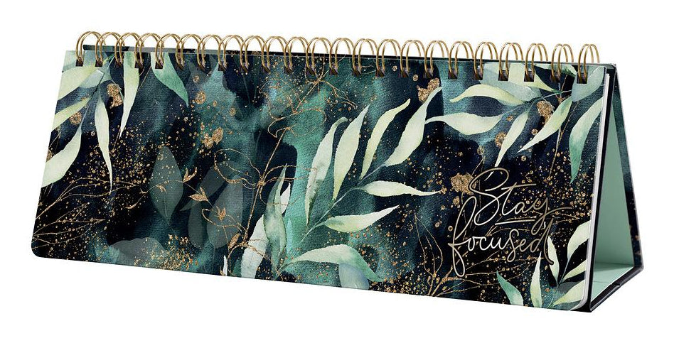 Sigel JOLIE Wochenplaner – undatiert, 30 × 11,4 cm, mit Ständer, Englisch, Glamorous Leaves