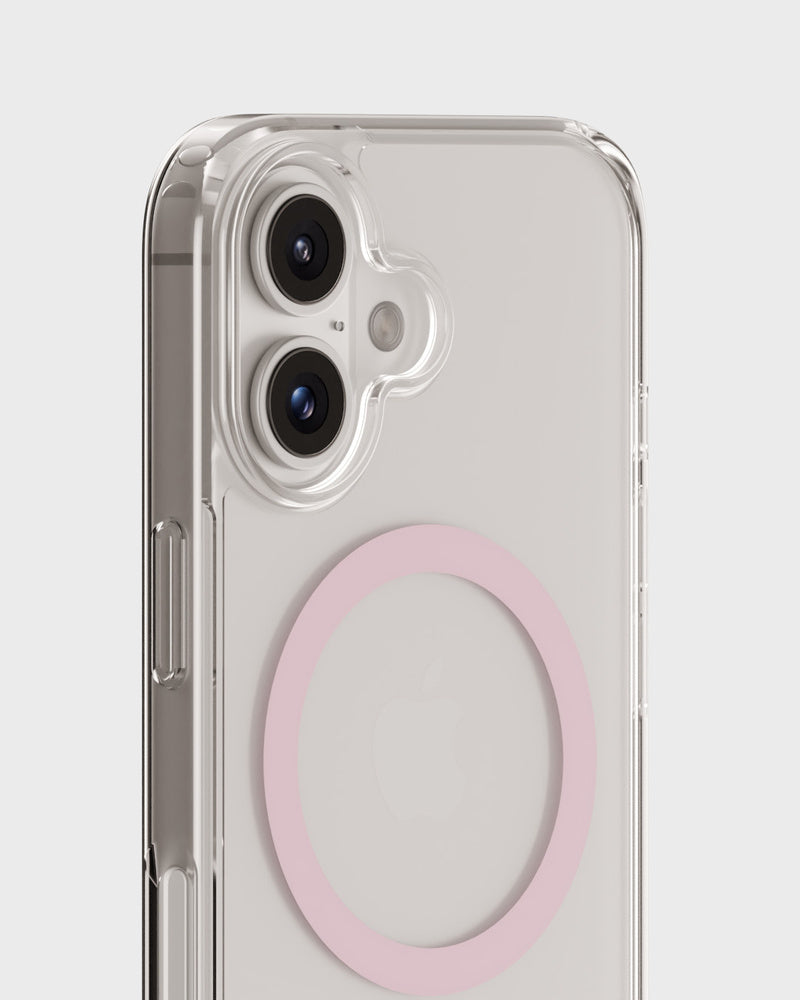 HoldIt Backcover – für Apple iPhone 16 – pink/transparent – MagSafe-kompatibel