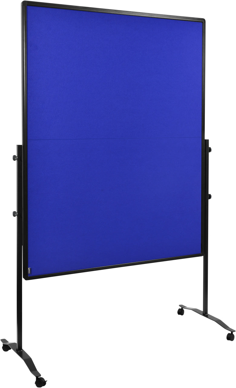 Legamaster Moderationswand – Filz, mit Rollen, doppelseitig – 120 × 150 cm – Marineblau, Alurahmen