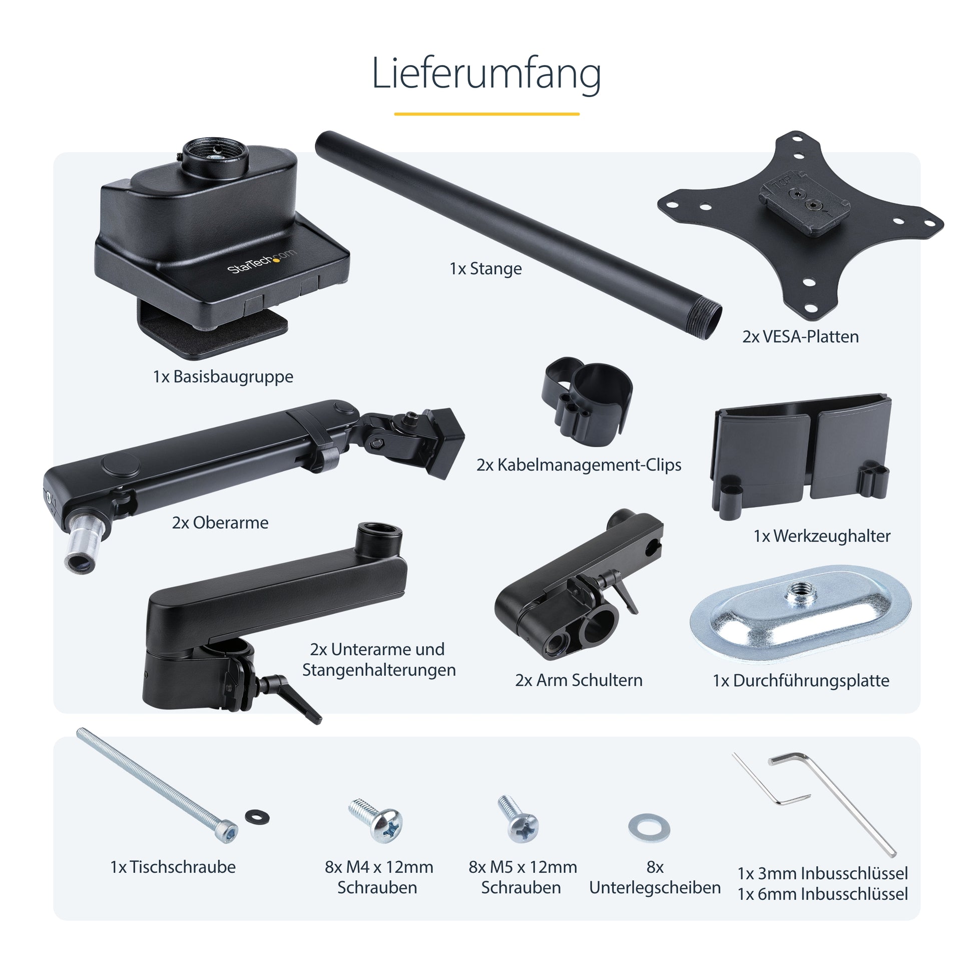 StarTech.com Monitorarm Tischhalterung – 2 Monitore – bis 32" – VESA 75×75/100×100 mm – bis 8 kg/Monitor