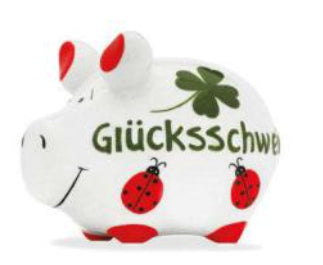 G. Wurm Spardose Glücksschweinchen – Keramik, Weiss – 12,5 × 9 × 9 cm