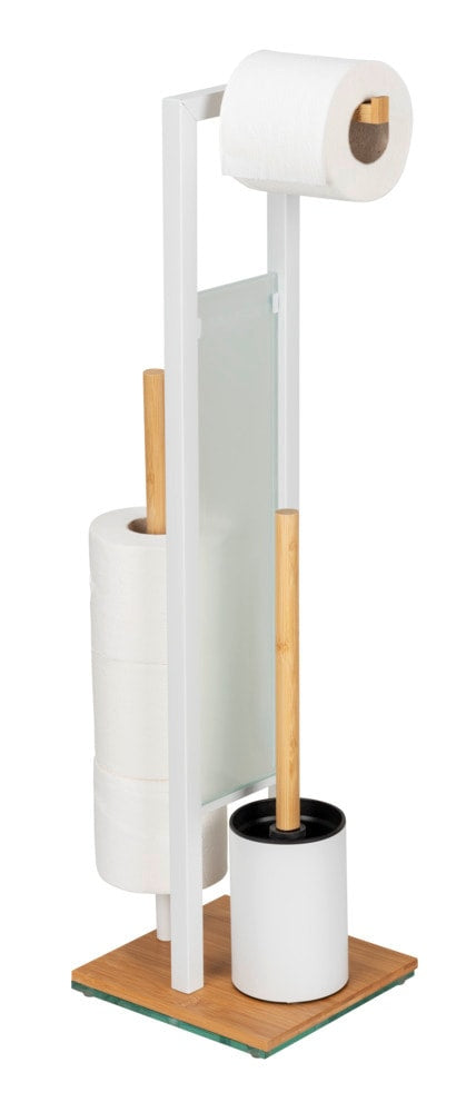 Wenko Rivalta – WC-Bürstenset – Holz, Glas, Braun, bodenstehend, H 70 cm, Ø 8 cm