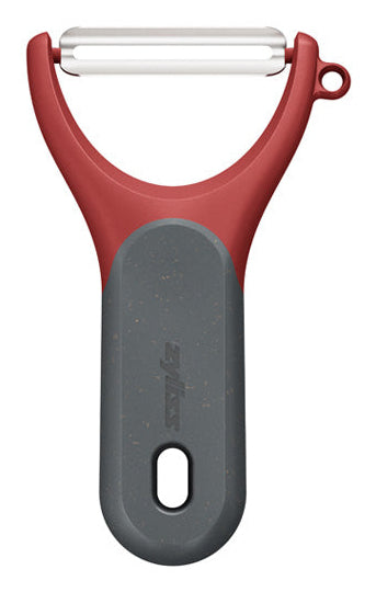 Zyliss Pendelschäler, Edelstahlklinge, Kunststoffgriff, Rot, spülmaschinenfest, für Gemüse