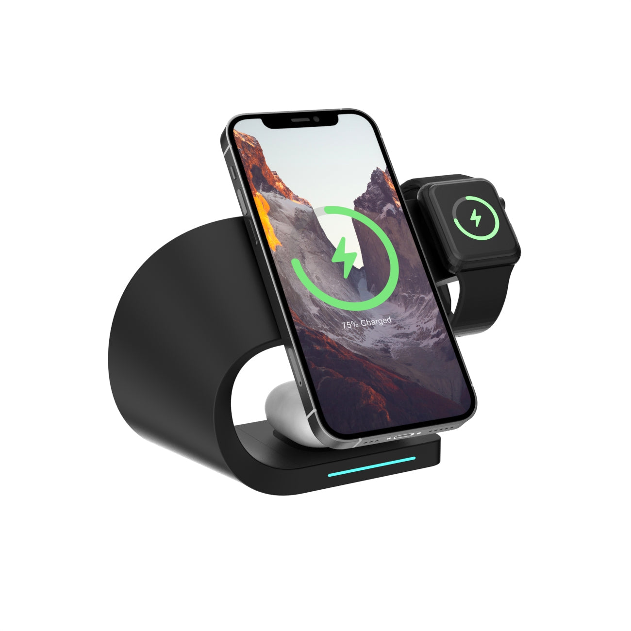 Vinnic DIRAN 4-in-1 Ladeständer – Qi – 15 W/3 W/5 W – magnetisch – für iPhone/Apple Watch/AirPods – Schwarz