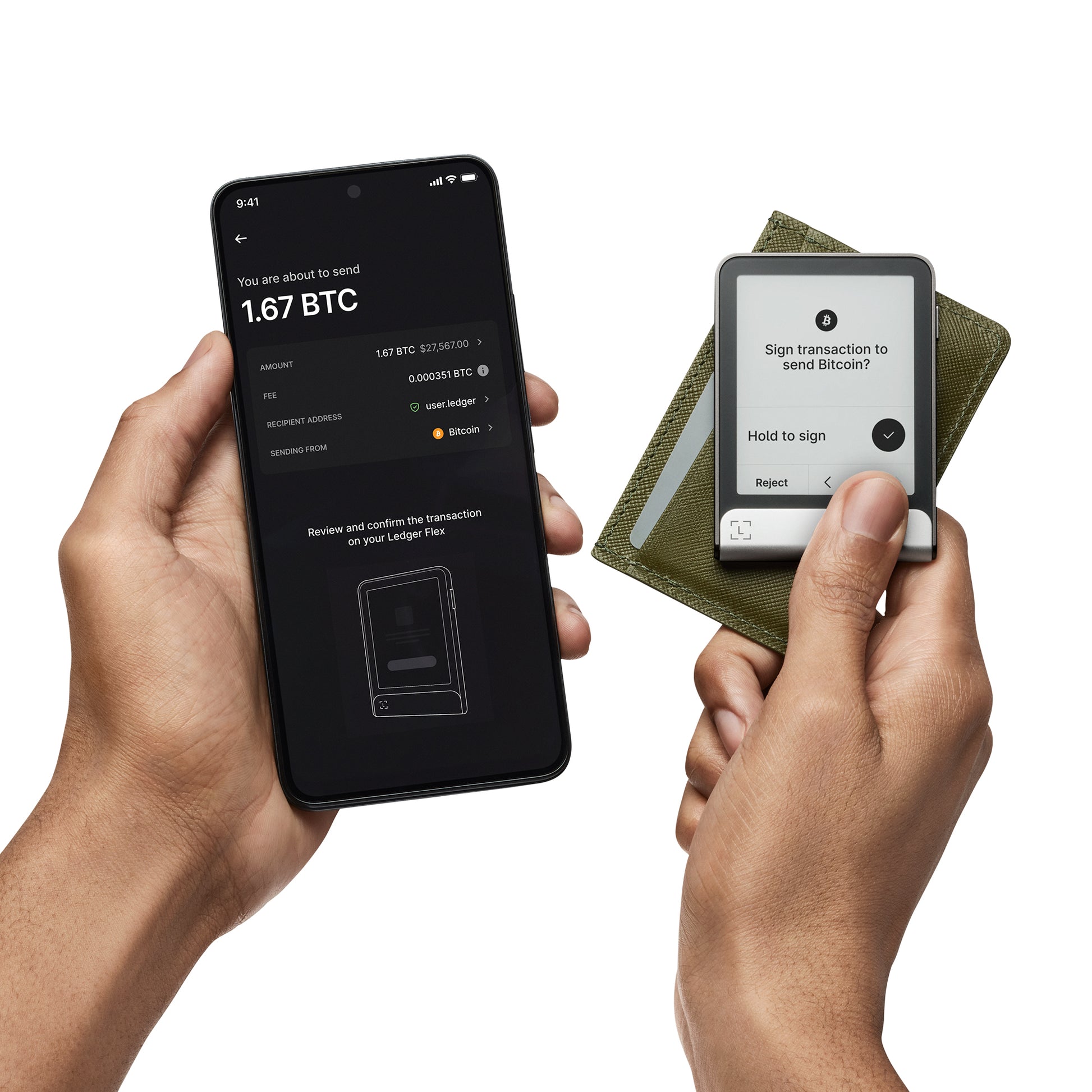 Ledger Flex – Krypto-Hardware-Wallet, Bluetooth, für iOS, Grün, mit Recovery Key