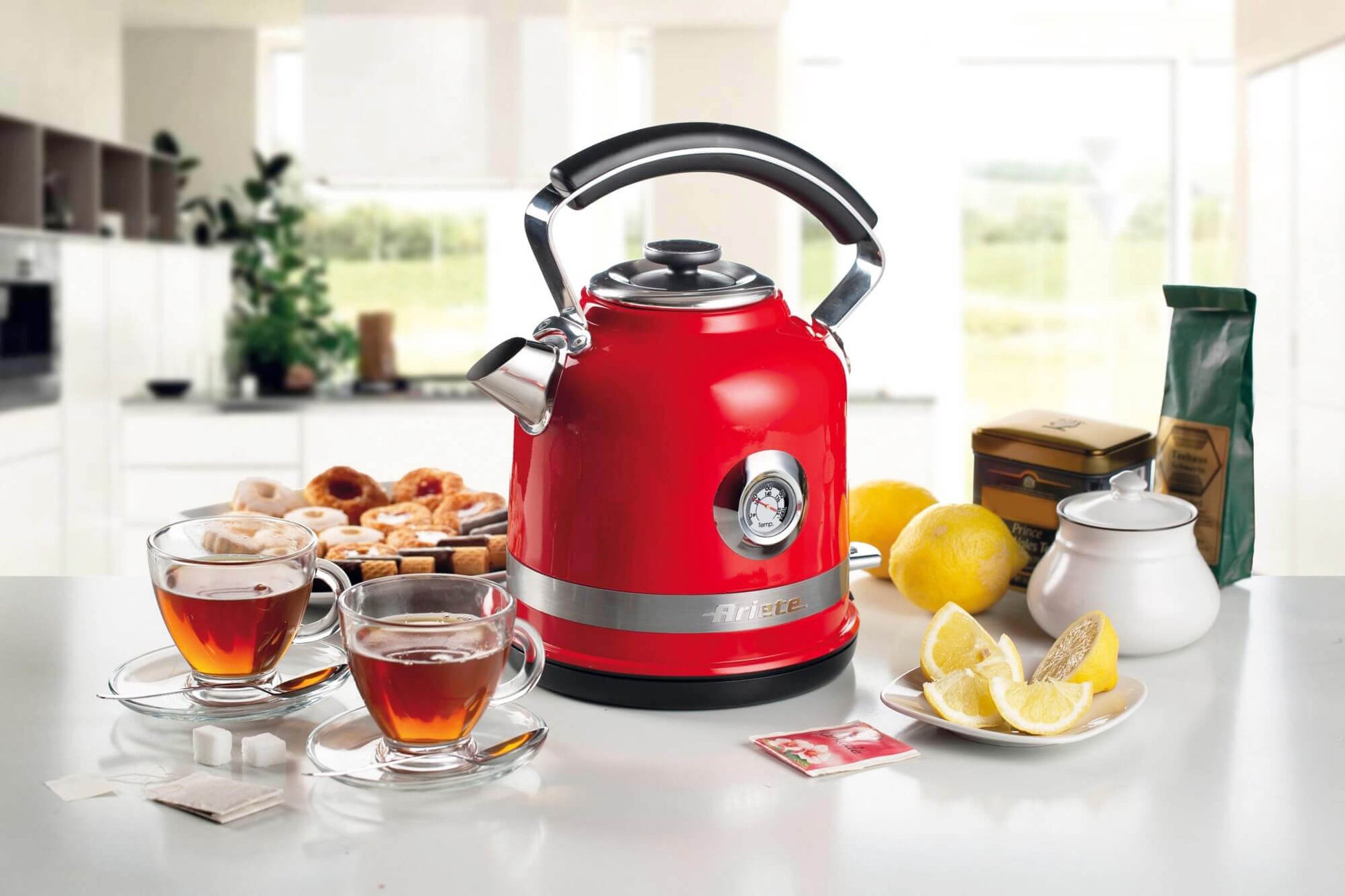 Ariete Wasserkocher – 1,5 l, Edelstahl, Rot, ARI-2854-MODERNA