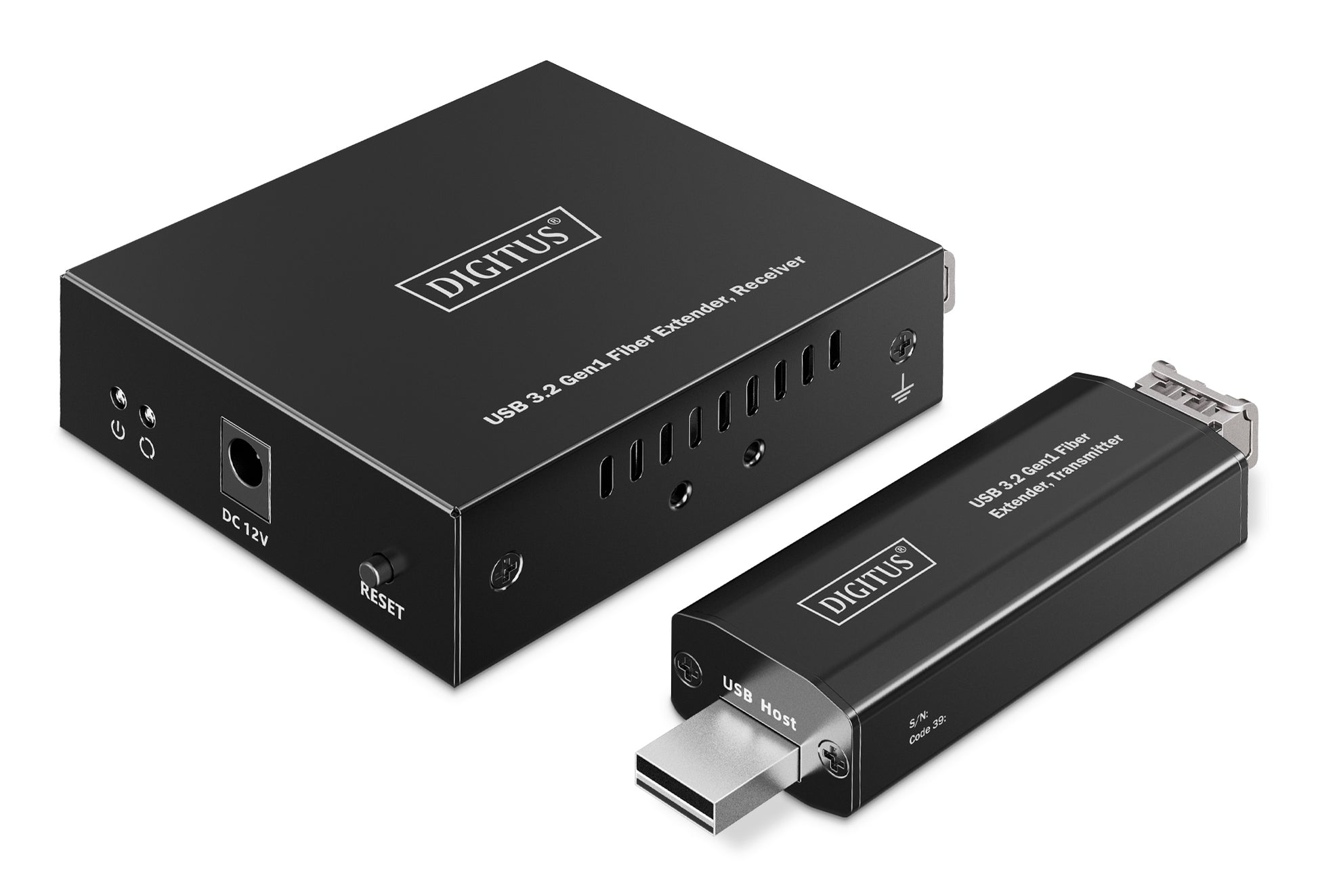 Digitus USB-Extender über Glasfaser – USB 3.2 Gen 1 (5 Gbit/s), 300 m, 3× USB-A + 1× USB-C, für USB-Geräte