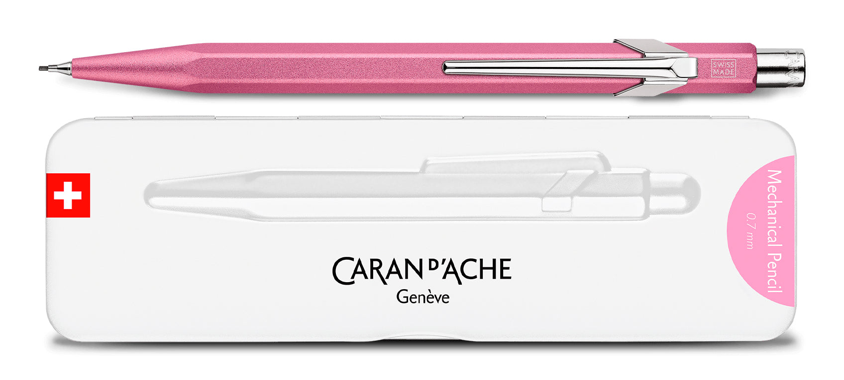 Caran d-Ache Caran d'Ache Colormat-X Druckbleistift – 0,7 mm – Aluminium – Rosa – mit Radierer – 1er-Pack
