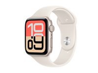 Apple Watch SE (2025) – Smartwatch – 44 mm, LTE, OLED, Ion-X Glas, 50 m, Starlight, M/L, Sportarmband