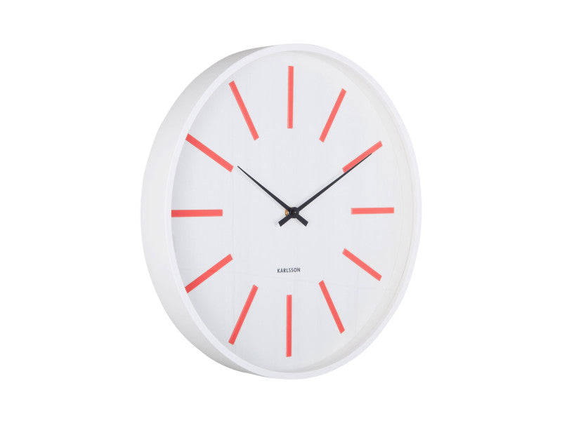 Karlsson Wanduhr – Analog, Ø 40 cm, weiss/rot, Holz