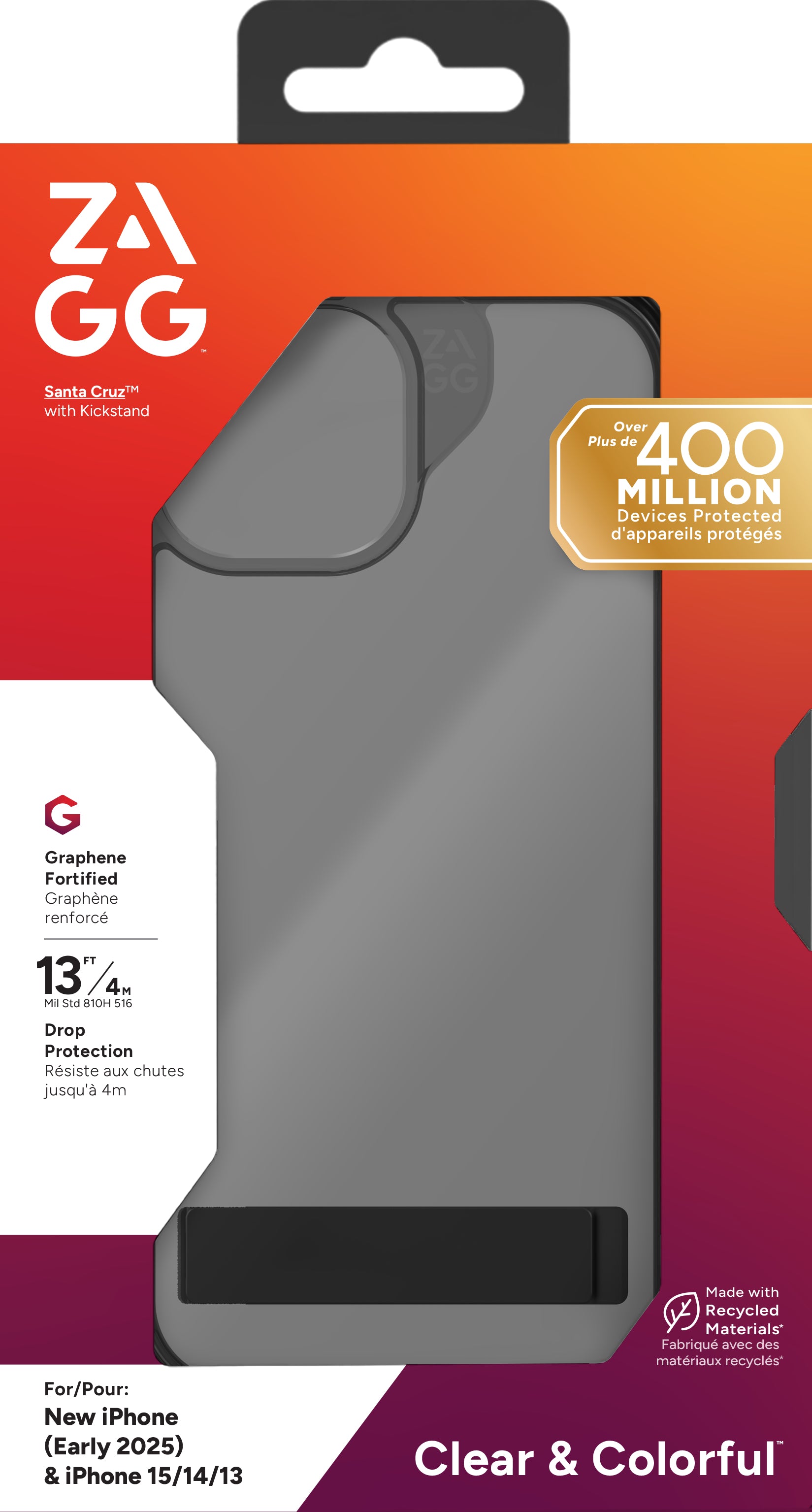 ZAGG Backcover SANTA CRUZ KS – für Apple iPhone 16E/15/14 – schwarz
