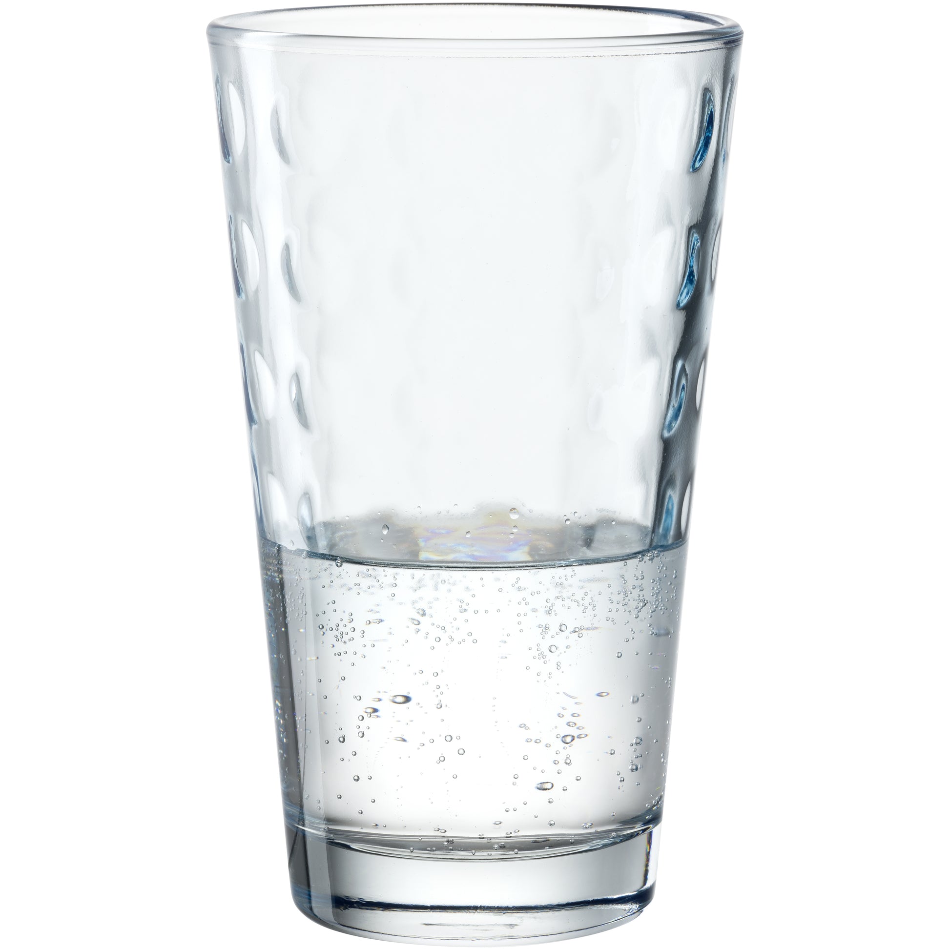 LEONARDO Trinkbecher Optic – 4er Set, 540 ml, Ø 9,0 cm, Glas, Hellblau, spülmaschinenfest