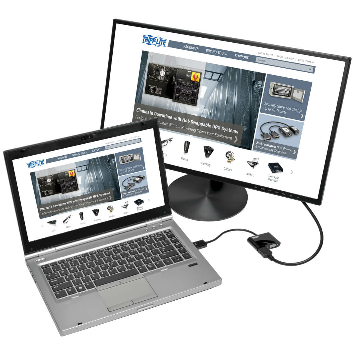 Tripp Lite P136-06N-HVV2BP Adapter DisplayPort zu HDMI + VGA – 4K (3840 × 2160) @ 60 Hz, HDMI 1.4, 0,15 m