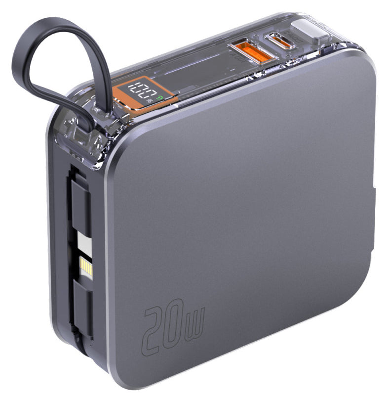 4smarts Powerbank 10000 mAh, PD 20 W, 2× USB-C, Durchgangsladung, für Smartphones, Silber