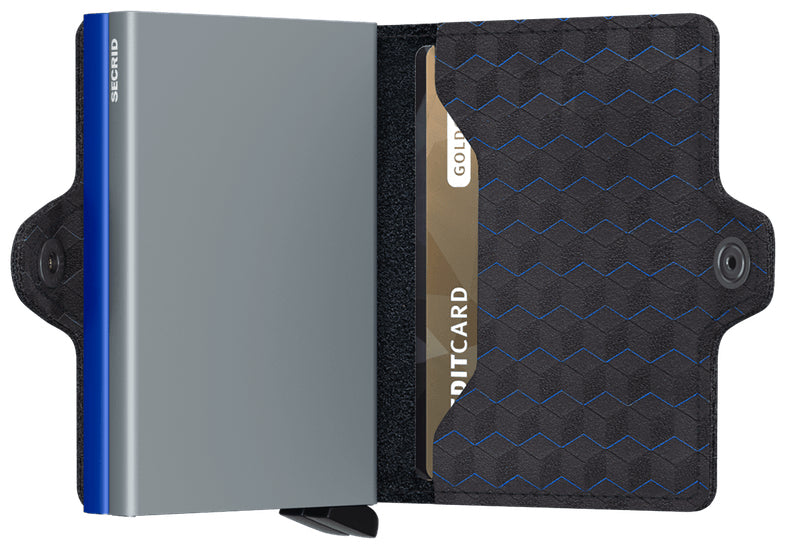 Secrid Twinwallet Kartenetui – RFID-Schutz, 16 Karten – 70×25×102 mm – Aluminium, Leder – Blau