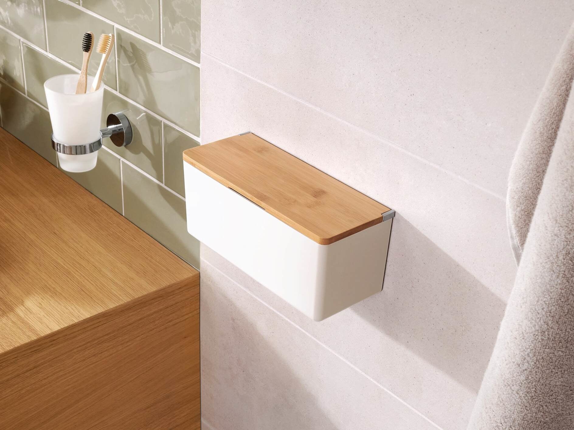 TESA Aufbewahrungsbox BABOO M – 24,2×10,2×11 cm, Kunststoff, Weiss