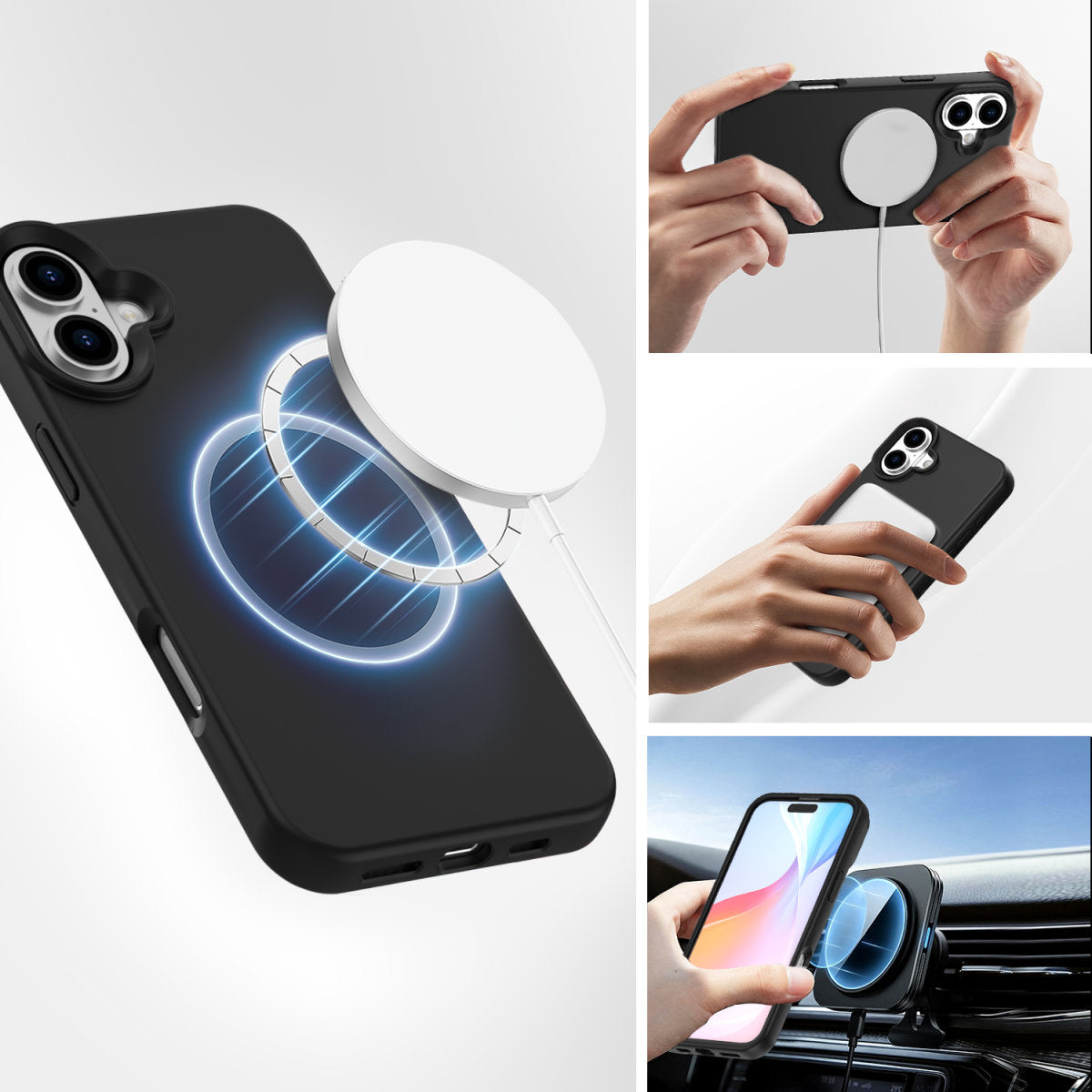 4smarts Backcover – für Apple iPhone 16, MagSafe, Silikon, Schwarz