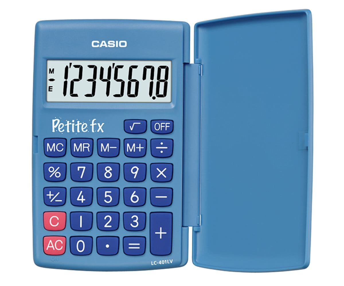 Casio Taschenrechner Petite fx LC-401LV – 8-stellig, LCD, Batterie, Blau