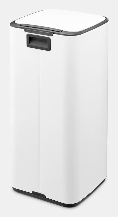 Brabantia Papierkorb – 30 l – mit Deckel, Stahl, Weiss – B × H 288 × 647 mm