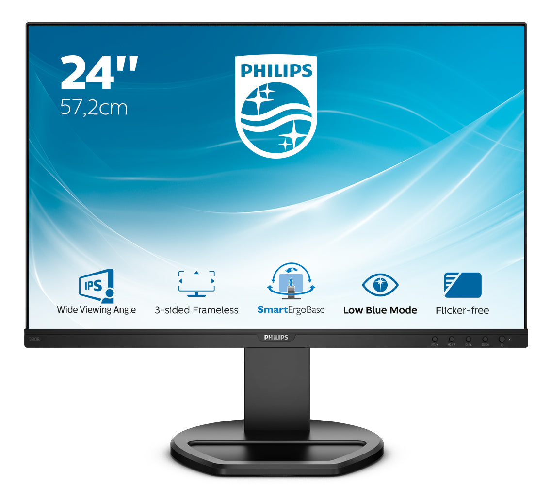 Philips 230B8QJEB – Monitor, 22,5", 250 cd/m², Integrierte Lautsprecher, Adaptive Sync, VESA 100 × 100, Schwarz