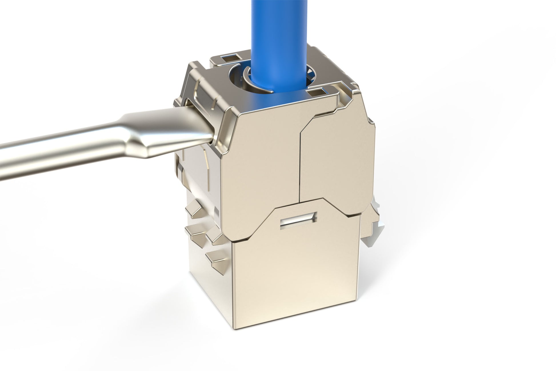 Digitus Keystone-Modul Cat6a – RJ-45 (weiblich), geschirmt, werkzeugfrei, flach, silber