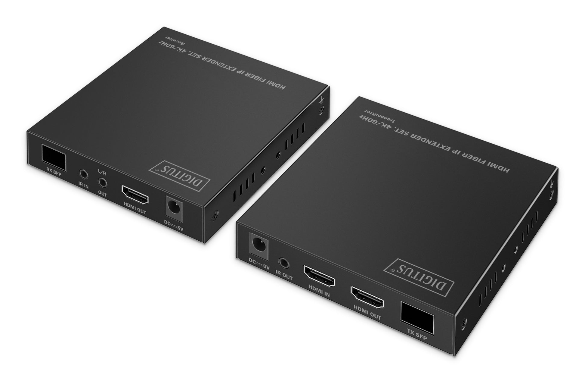 Digitus HDMI-Faser-IP-Extender-Set (Sender und Empfänger) – 4K UHD, 60 Hz, SFP, 40 km – Schwarz