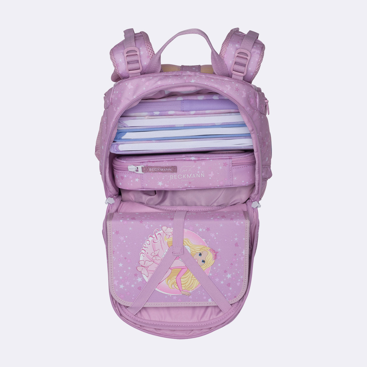 Beckmann Schulrucksack Active Air Flx – 6-teilig – Rosie – 26,0 × 39,0 × 22,0 cm