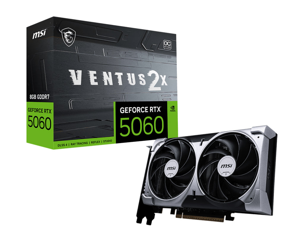 MSI GeForce RTX 5060 VENTUS 2X OC – PCIe Grafikkarte – 8 GB GDDR7, 3×DP, 1×HDMI, PCIe 5.0, 145 W