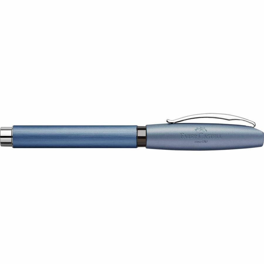 Faber-Castell Essentio B 148436 – Tintenroller, schwarz, mit Kappe, Aluminium, blau