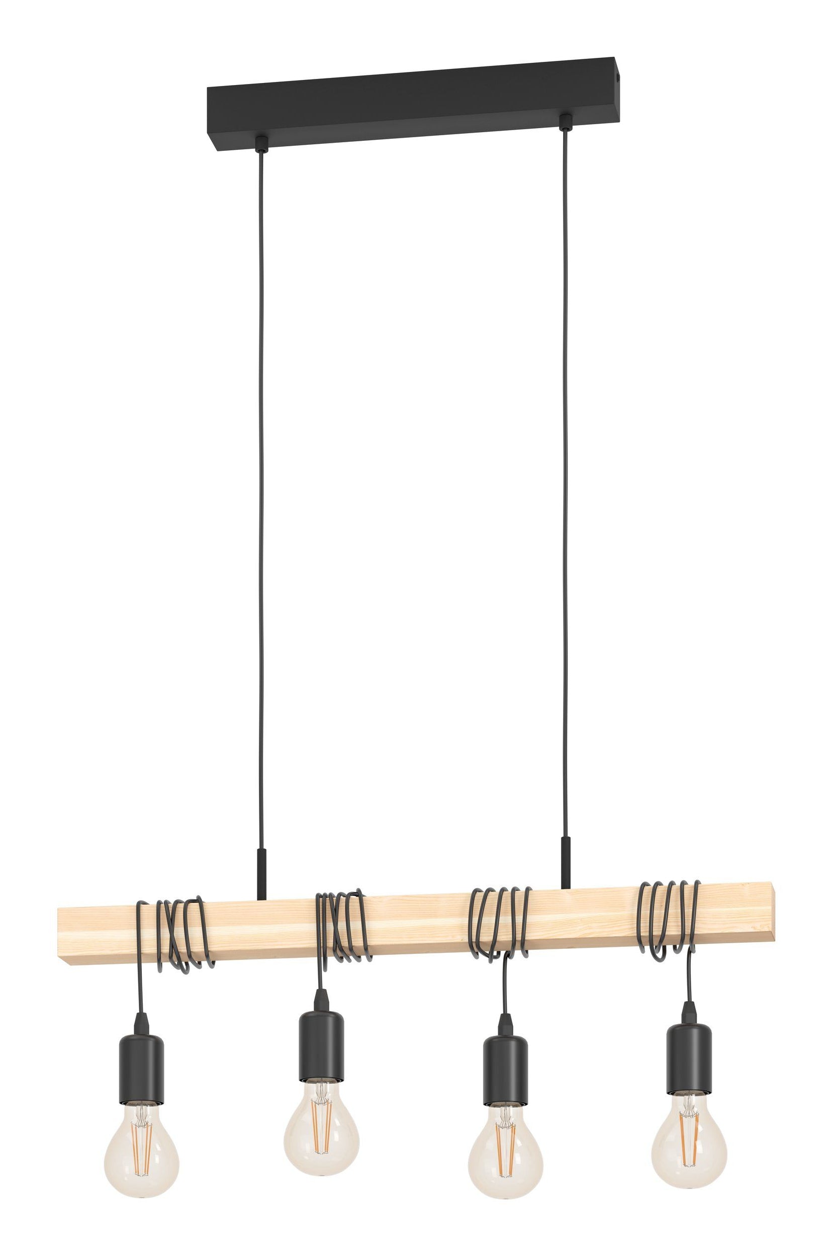 EGLO Deckenleuchte TOWNSHEND – 10,5 × 70 × 110 cm, 240 W, dimmbar, schwarz/braun, exkl. Leuchtmittel