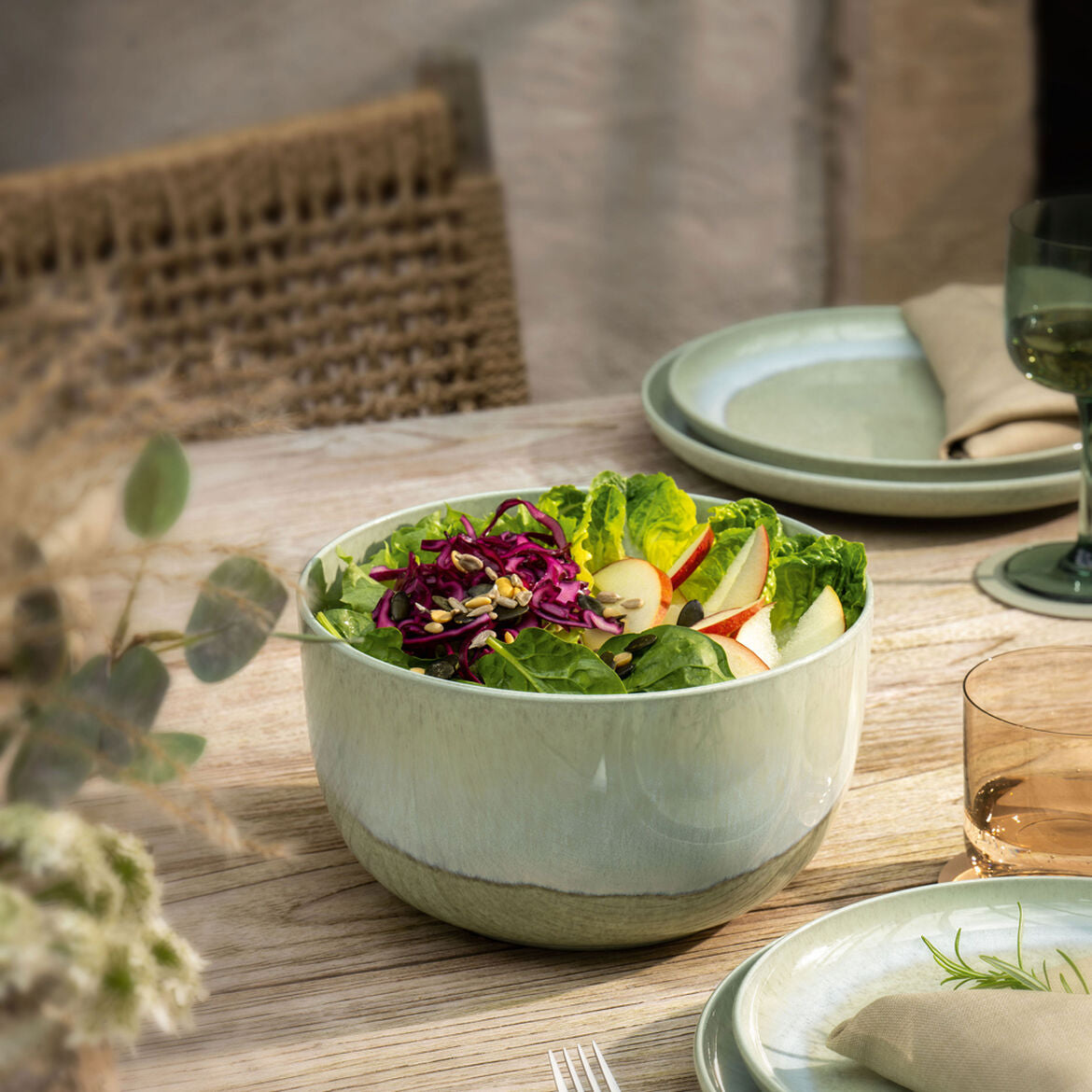 Villeroy & Boch Salatschüssel Perlemor Alga – 3,0 l, Ø 22,4 cm, Porzellan