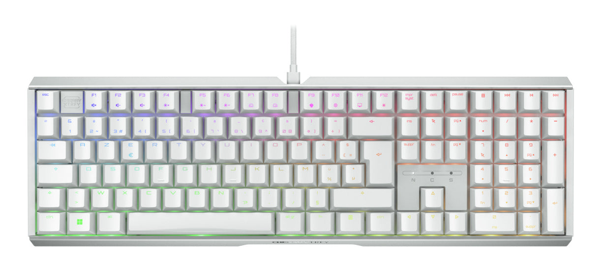 CHERRY XTRFY CHERRY MX 3.1 – Gaming-Tastatur – Mechanisch, Kabelgebunden – AZERTY (FR) – RGB – Weiss