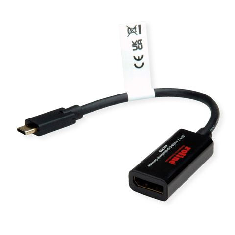 ROLINE USB-C auf DisplayPort Kabel DP 1.2 4K 60 Hz – 0,2 m – für MacBook, Notebook, PC