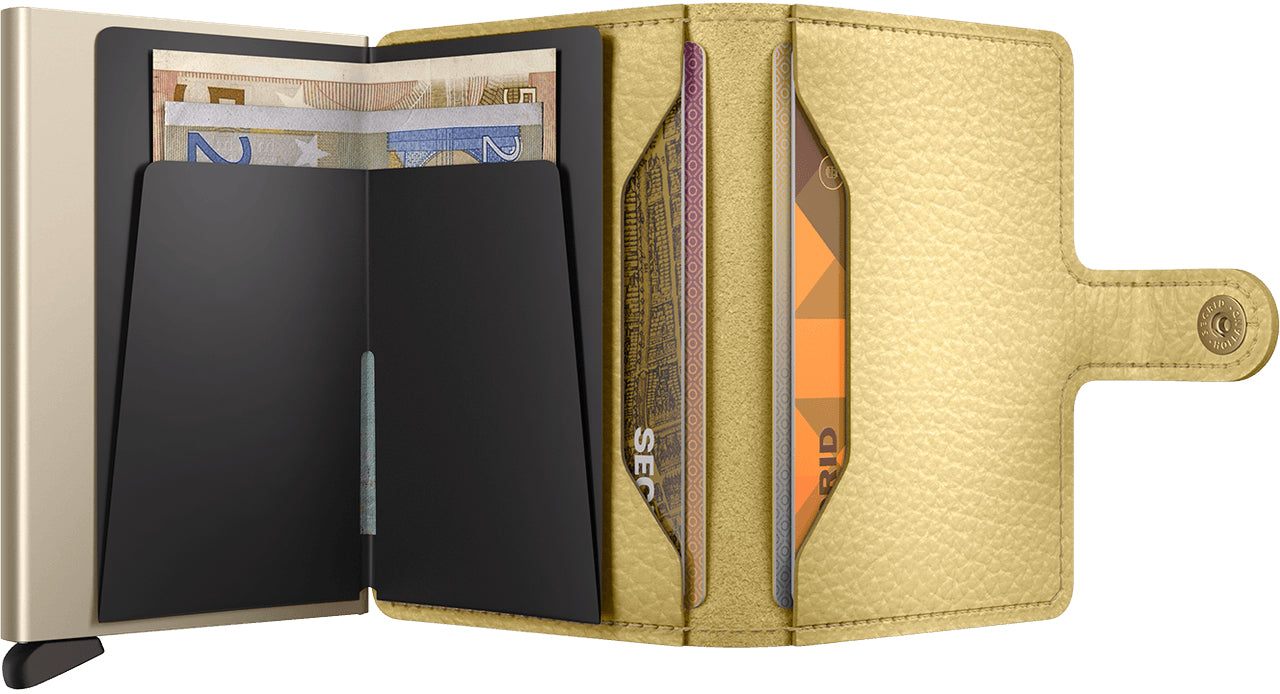 Secrid Miniwallet Kartenetui – RFID-Schutz, 10 Karten – 65 × 21 × 102 mm – Gelb – Leder