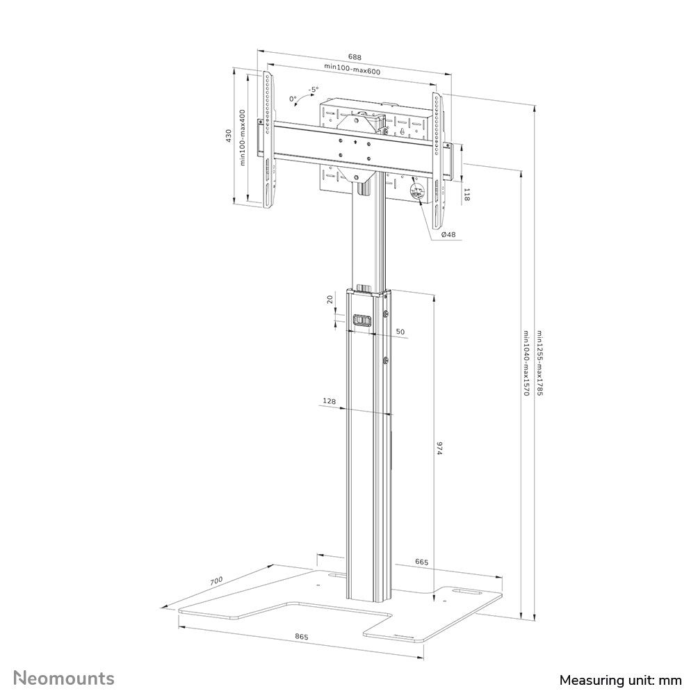 Neomounts FL45S-825BL1 – Displayständer, neigbar, höhenverstellbar, für 37–75", VESA 100×100–600×400, bis 70 kg