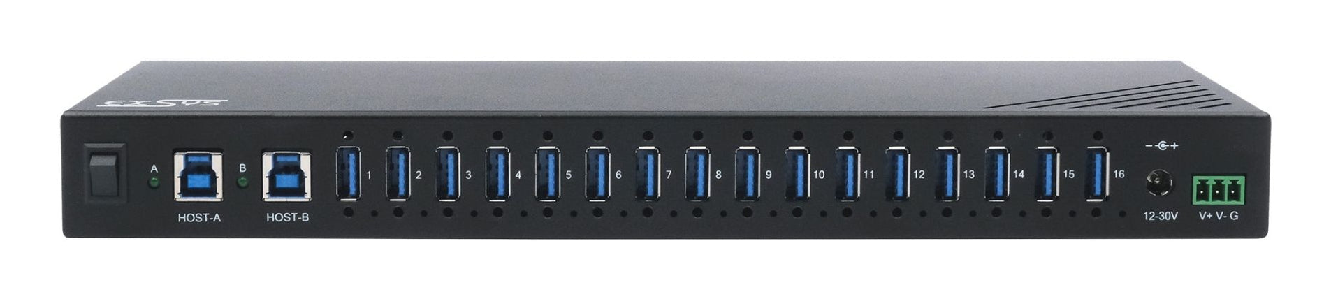 EXSYS EX-11236HMS USB-Hub – USB-B, 16× USB-A, 120 W PD, für Windows