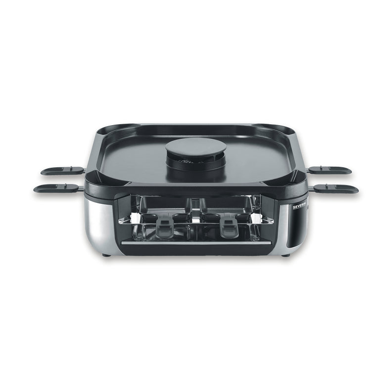 Severin Raclette-Grill RG 2379 – 8 Personen, Keramikbeschichtet, 1900 W – Schwarz/Silber