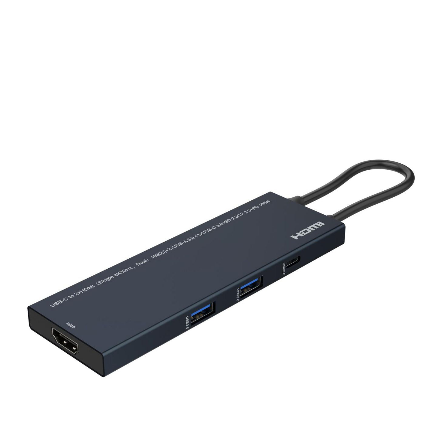 Microconnect Multiport-Adapter – USB-C, 2× HDMI, 2× USB-A, 100 W PD, für Windows