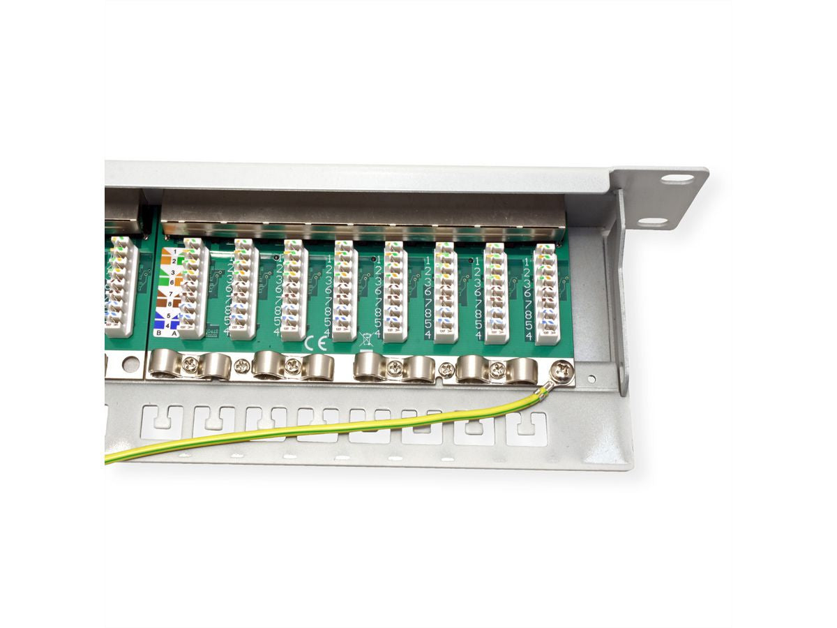 VALUE Patchpanel Cat.6A (Klasse EA) – 24× 10G, geschirmt, 19", 1U, Grau