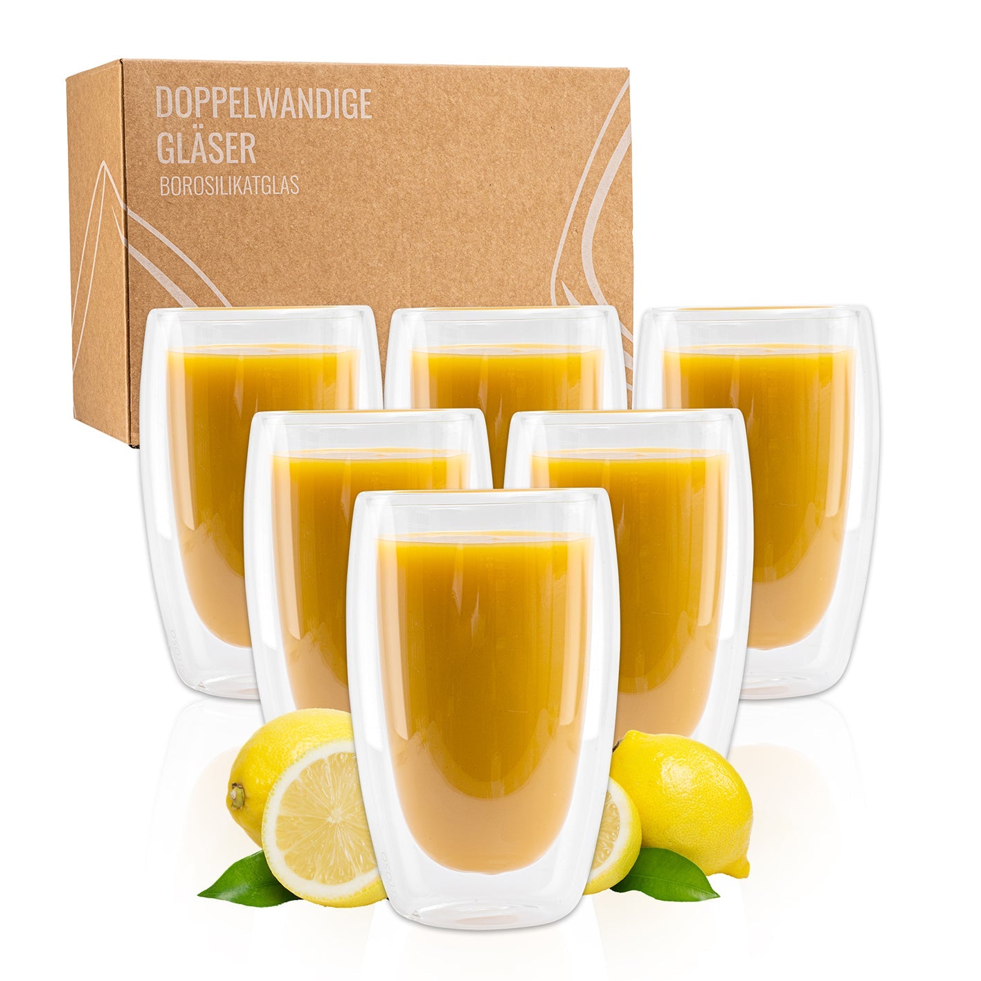 Exitoso Latte Macchiato Gläser – 6er Set, 330 ml, Ø 8,5 cm, H 14,5 cm, Glas, Transparent, doppelwandig