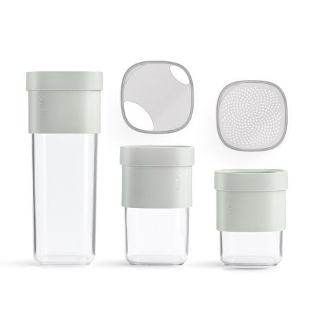 Lékué Vorratsdose 2,5 l, 10,5 × 21 × 26,5 cm, Polypropylen (PP), transparent/grün, 3-teilig