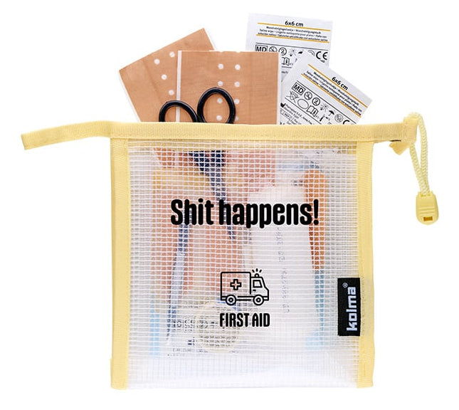 Kolma Mesh Bag – Reissverschlusstasche, 15,5 × 1 × 15,5 cm, creme, Netz