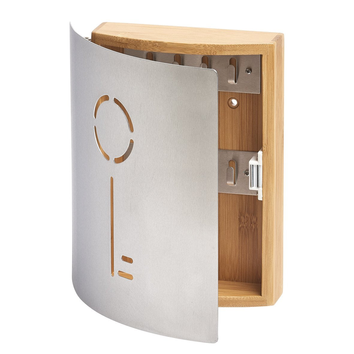Zeller Present Schlüsselkasten, Bambus, Edelstahl, Holz, 215 × 60 × 245 mm