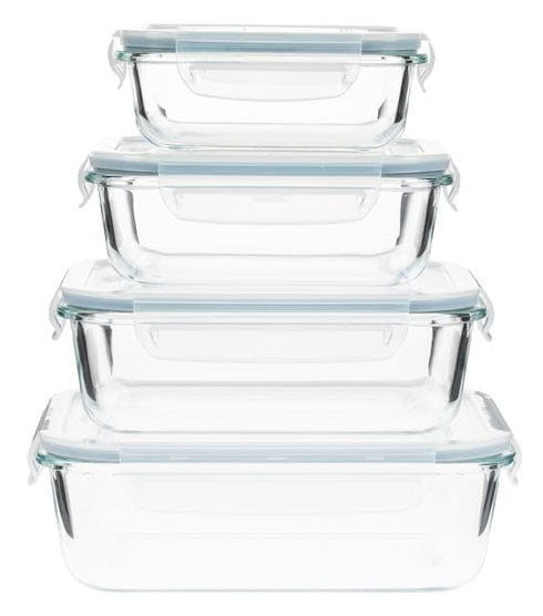 Furber. Furber – 4-teiliges Vorratsdosen-Set, 370 ml/630 ml/1,0 l/1,5 l, Glas/Silikon, transparent